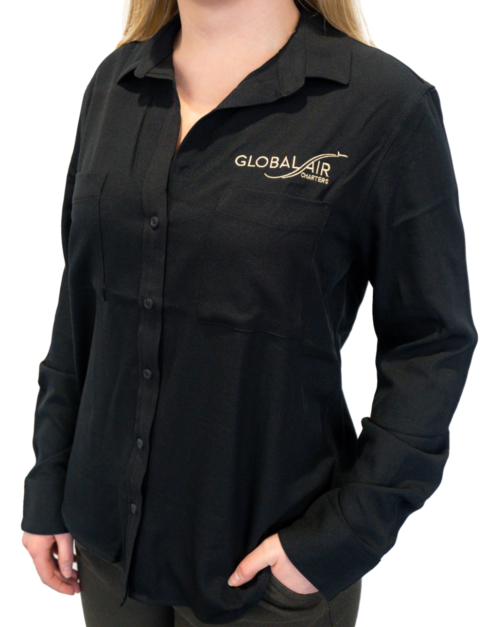 GAC Cabin Attendant Black and Gold Blouses
