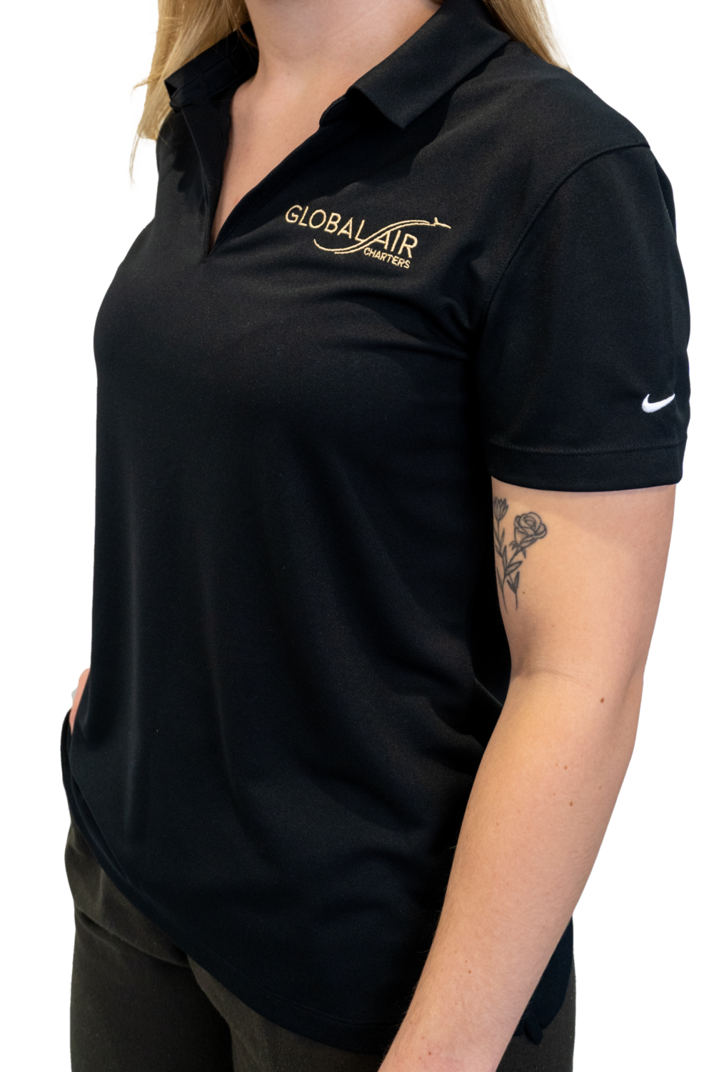 Womens Black and Gold Polo