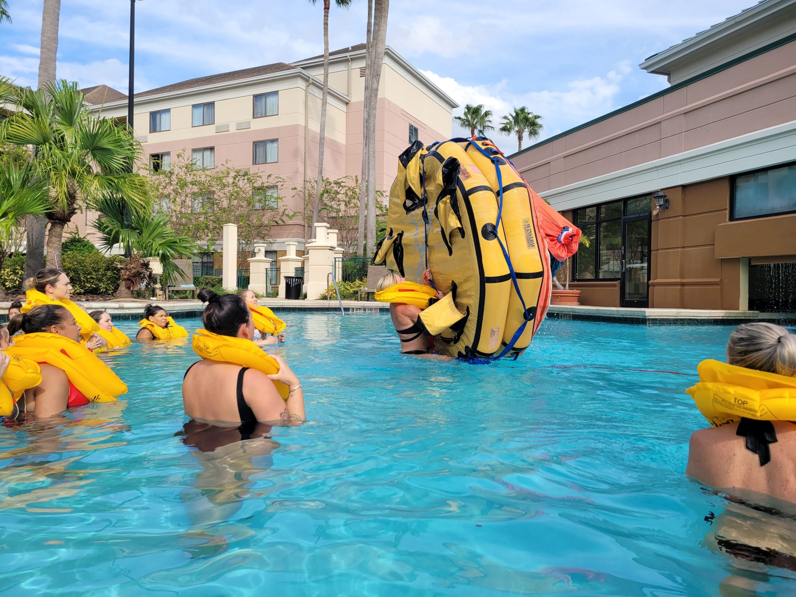 Cabin Attendant Training in pool