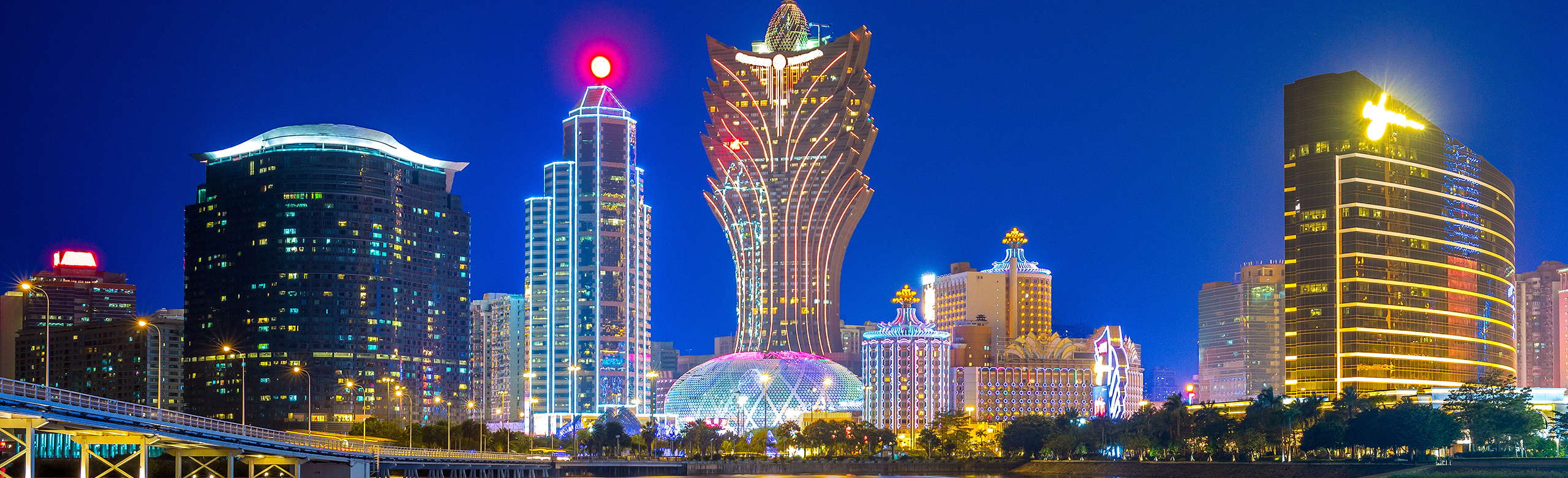 Macau Casinos blog image-Macau city front at night skyline