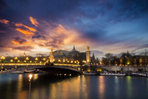 Bridge of the Alexandre III and Grand Palais in Paris, France