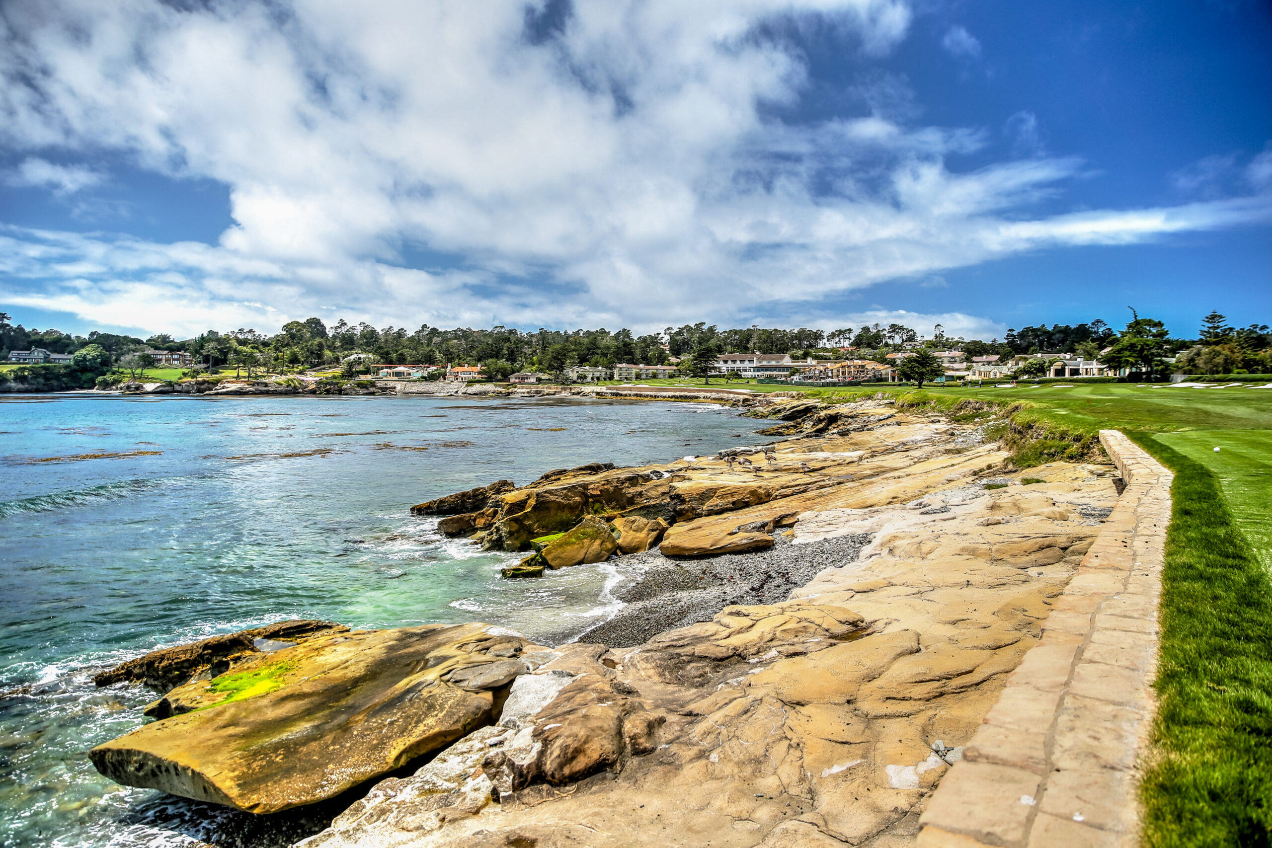 Pebble Beach Golf course views along the fairways and greens in California