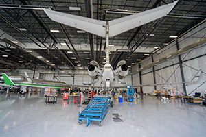 Jet maintenance in hangar