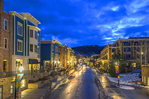 Park city in Utah before sunrise