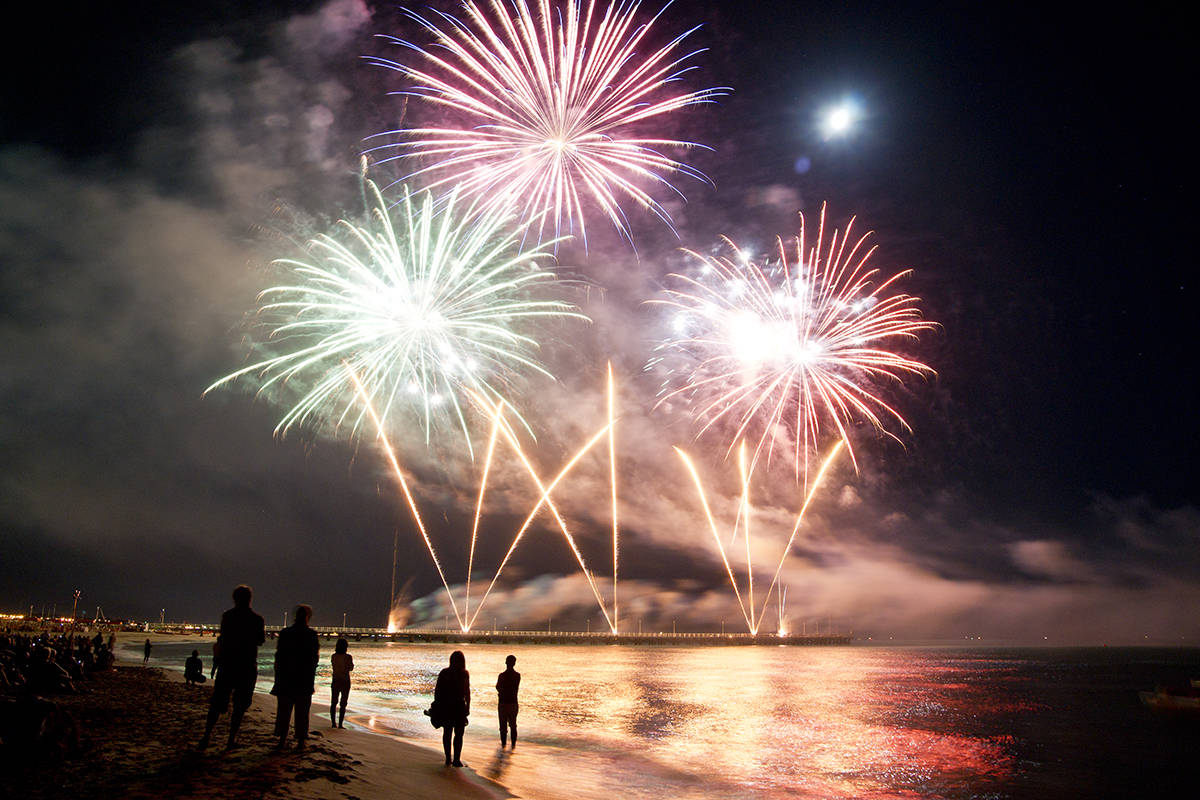 New Years Eve fireworks on the beach in St. Barts